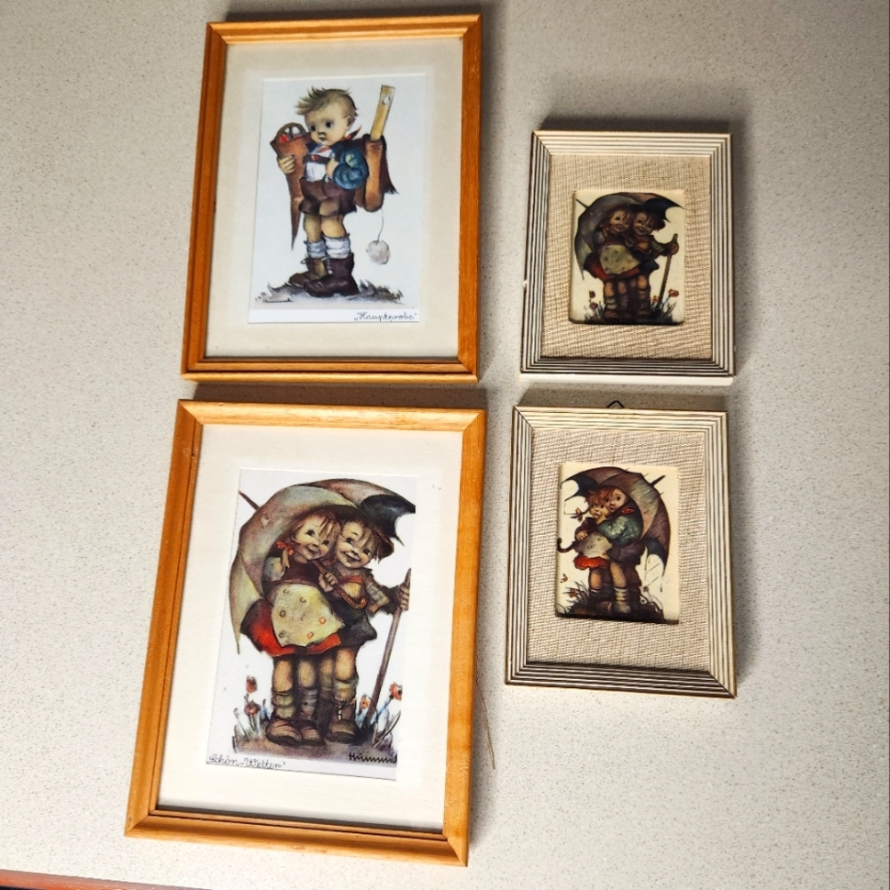 Vintage Circa 1940s 4 HUMMEL PRINTS Western Germany